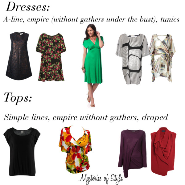 Tops and dresses for Round (apple) body shape