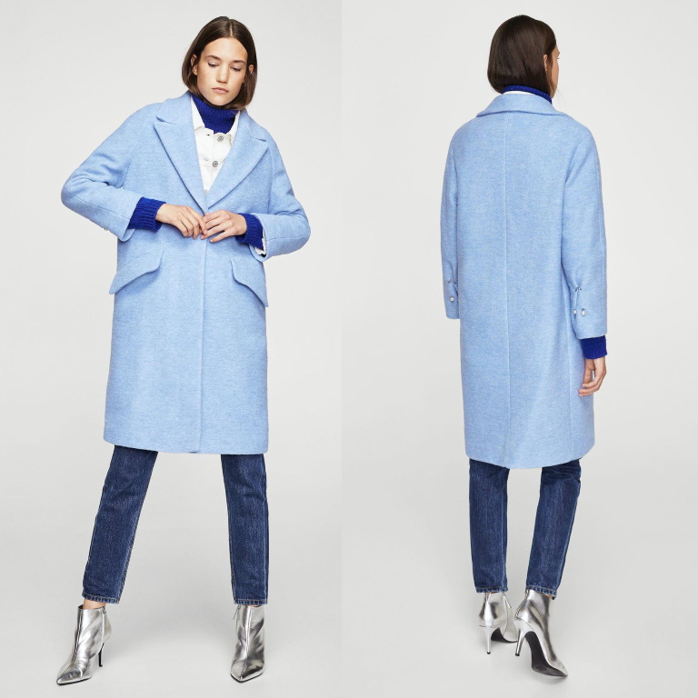 mango blue coat outfit