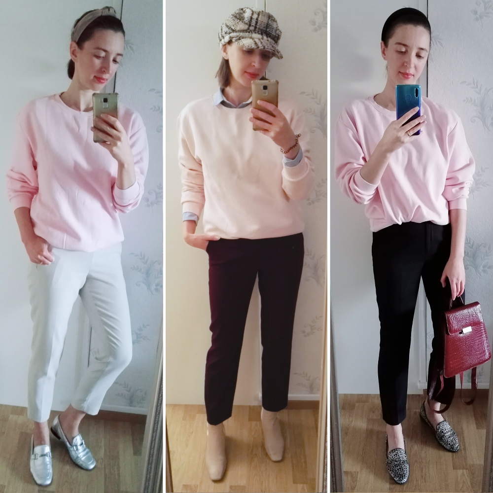 wear pink sweatshirt outfit