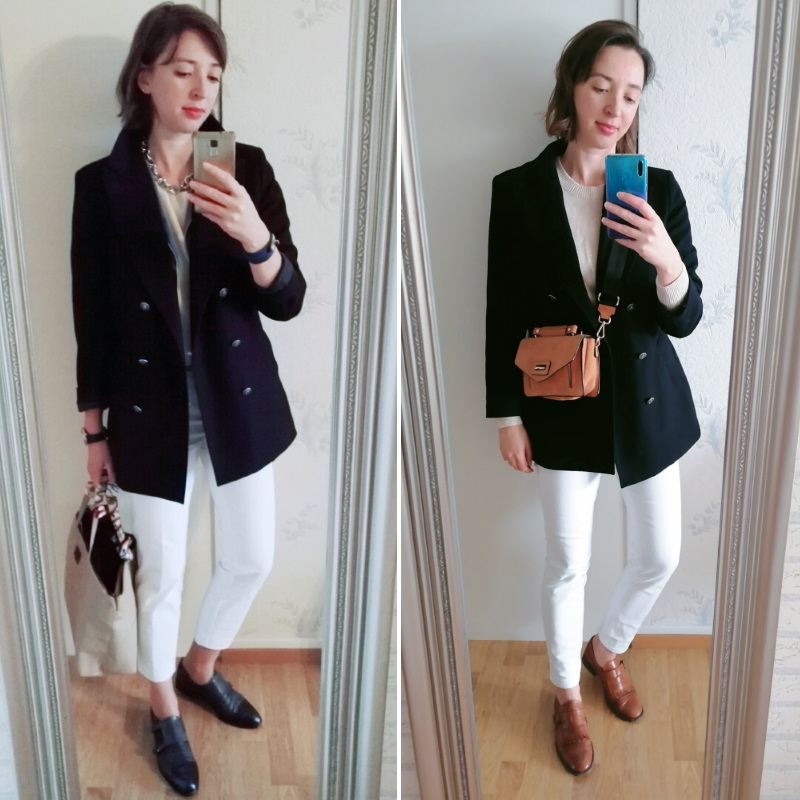 navy wool blazer coat  outfit