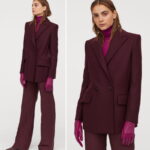 h&m burgundy wool blazer coat