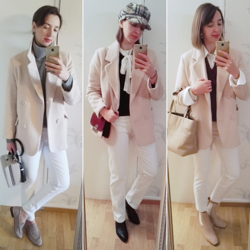 H&M pink wool blazer coat outfit